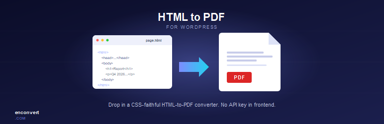 Enconvert HTML To PDF Preview Wordpress Plugin - Rating, Reviews, Demo & Download