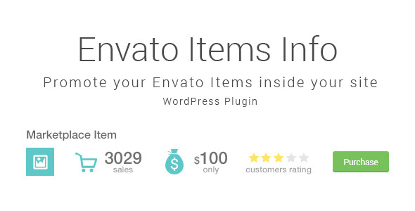 Envato Items Info WordPress Plugin Preview - Rating, Reviews, Demo & Download