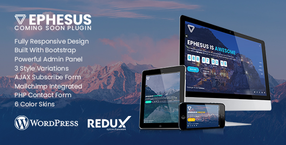 Ephesus – Creative Coming Soon WordPress Plugin Preview - Rating, Reviews, Demo & Download