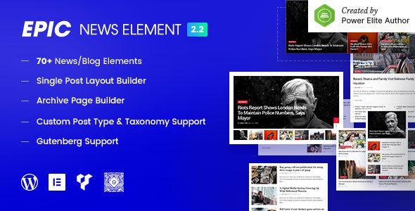 Epic News Elements – News Magazine Blog Element & Blog Add Ons For Elementor & WPBakery Page Builder Preview Wordpress Plugin - Rating, Reviews, Demo & Download