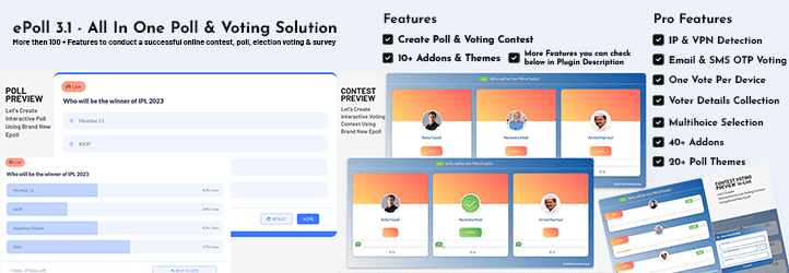 EPoll – Best WordPress Voting Plugin For Poll & Contest Preview - Rating, Reviews, Demo & Download