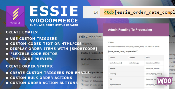 Essie Email And Order Status Creator For WooCommerce Preview Wordpress Plugin - Rating, Reviews, Demo & Download