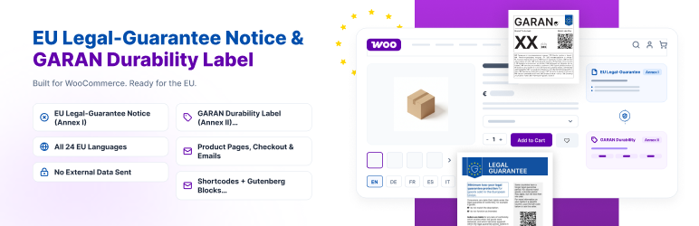 EU Legal-Guarantee Notice & GARAN Durability Label For WooCommerce Preview Wordpress Plugin - Rating, Reviews, Demo & Download