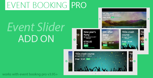 Event Booking Pro : Event Slider Addon Preview Wordpress Plugin - Rating, Reviews, Demo & Download