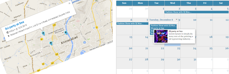 Event Calendar With Map View(ECWMV) Preview Wordpress Plugin - Rating, Reviews, Demo & Download