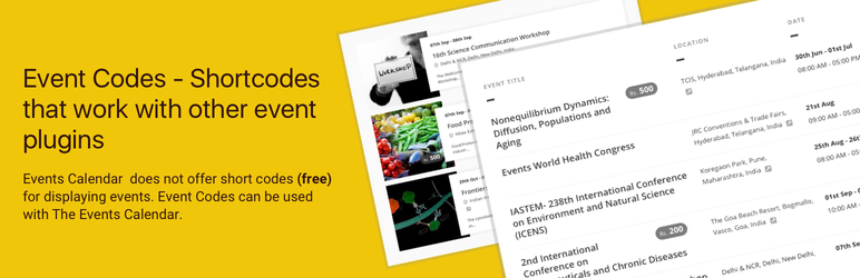 Event Codes – Shortcodes That Work With Other Event Plugins Preview - Rating, Reviews, Demo & Download