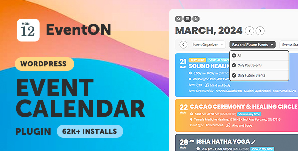 EventON – WordPress Virtual Event Calendar Plugin Preview - Rating, Reviews, Demo & Download