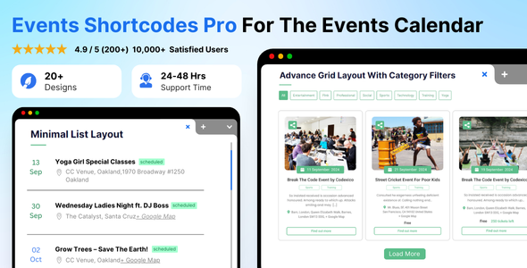 Events Shortcodes & Block Pro For The Events Calendar Preview Wordpress Plugin - Rating, Reviews, Demo & Download