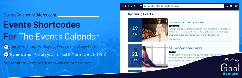 Events Shortcodes For The Events Calendar Preview Wordpress Plugin - Rating, Reviews, Demo & Download