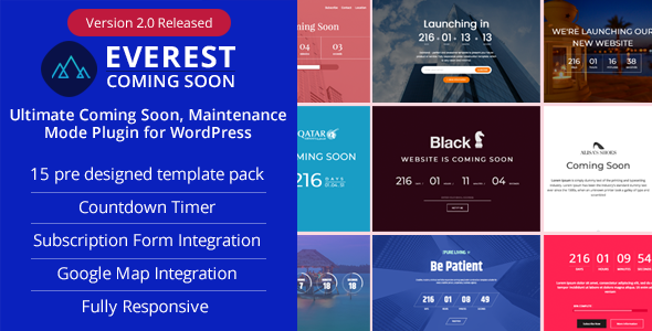 Everest Coming Soon – Ultimate Coming Soon, Maintenance Mode Plugin For WordPress Preview - Rating, Reviews, Demo & Download