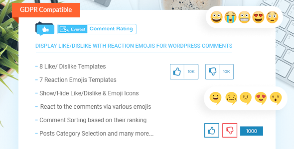 Everest Comment Rating – Display Like/Dislike With Reaction Emojis Plugin for Wordpress Comments Preview - Rating, Reviews, Demo & Download
