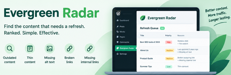 Evergreen Radar Preview Wordpress Plugin - Rating, Reviews, Demo & Download
