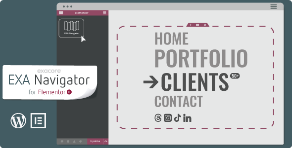 EXA Navigator – Fullscreen Menu For Elementor Preview Wordpress Plugin - Rating, Reviews, Demo & Download