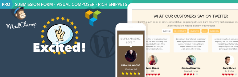 Excited! Testimonials Showcase Preview Wordpress Plugin - Rating, Reviews, Demo & Download