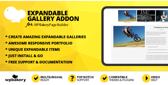 Expandable Gallery Addon For WPBakery Page Builder Preview Wordpress Plugin - Rating, Reviews, Demo & Download