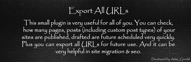 Export All URLs Preview Wordpress Plugin - Rating, Reviews, Demo & Download