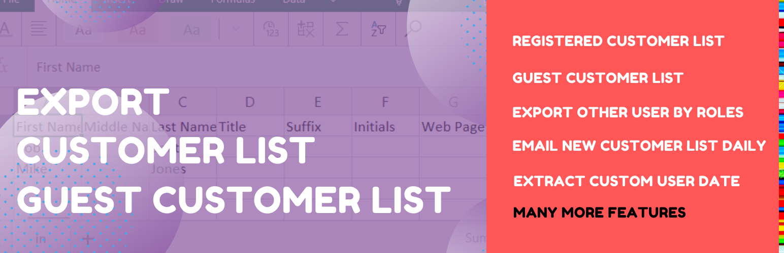 Export Customers List Csv For WooCommerce, WordPress Users Csv, Export Guest Customer List Preview - Rating, Reviews, Demo & Download