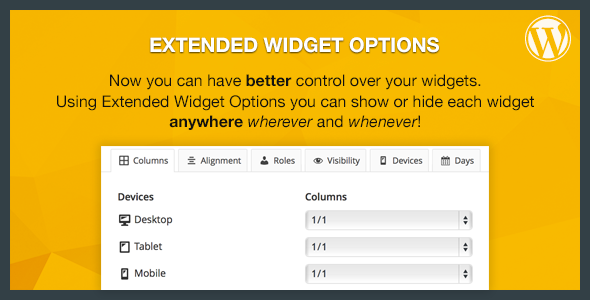 Extended Widget Options Plugin for Wordpress Preview - Rating, Reviews, Demo & Download