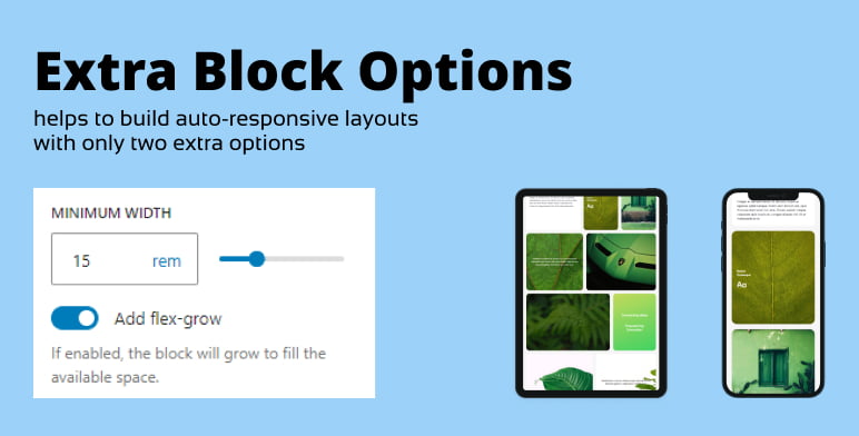 Extra Block Options Preview Wordpress Plugin - Rating, Reviews, Demo & Download