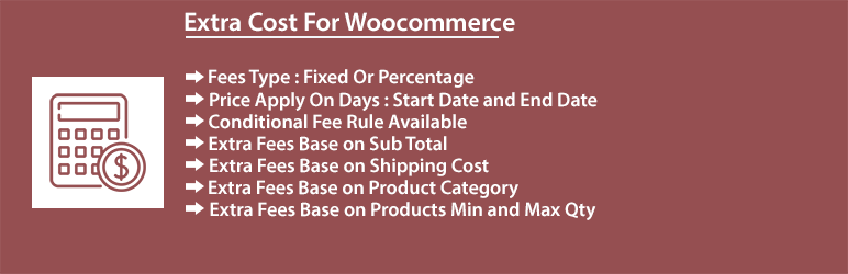 Extra Cost For Woocommerce Preview Wordpress Plugin - Rating, Reviews, Demo & Download