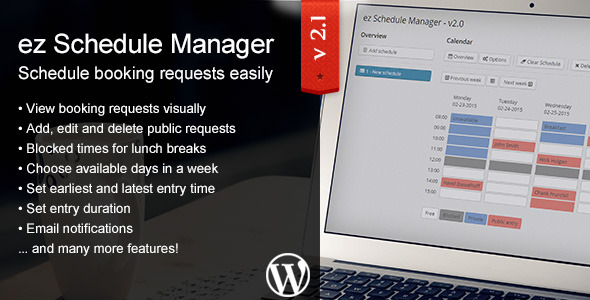 Ez Schedule Manager – WordPress Plugin Preview - Rating, Reviews, Demo & Download