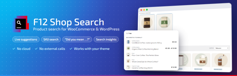 F12 Shop Search Preview Wordpress Plugin - Rating, Reviews, Demo & Download