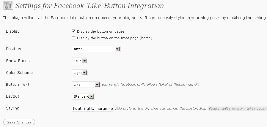 Facebook Like Button Plugin for Wordpress Preview - Rating, Reviews, Demo & Download