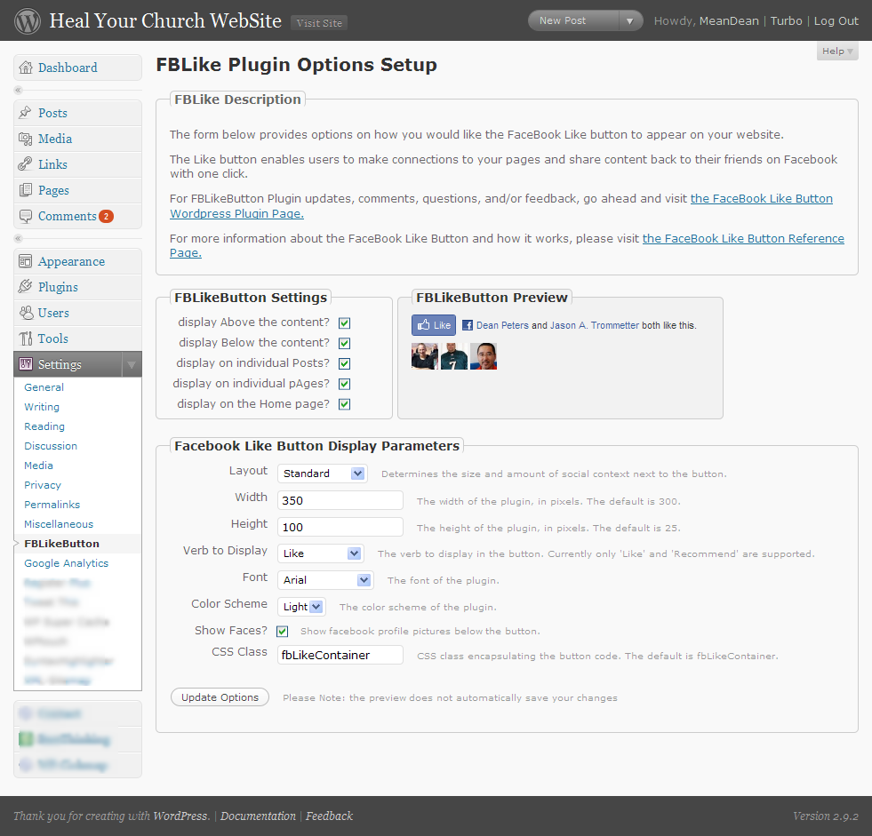 FaceBook Like Button Plugin For Wordpress Preview - Rating, Reviews, Demo & Download