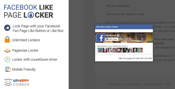 Facebook Like Page Locker Preview Wordpress Plugin - Rating, Reviews, Demo & Download