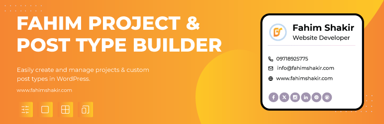 Fahim Project & Post Type Builder Preview Wordpress Plugin - Rating, Reviews, Demo & Download