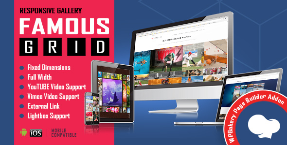 Famous – Responsive Image & Video Grid Gallery For WPBakery Page Builder Preview Wordpress Plugin - Rating, Reviews, Demo & Download