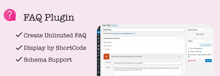 FAQ Plus – WordPress FAQ Plugin Preview - Rating, Reviews, Demo & Download