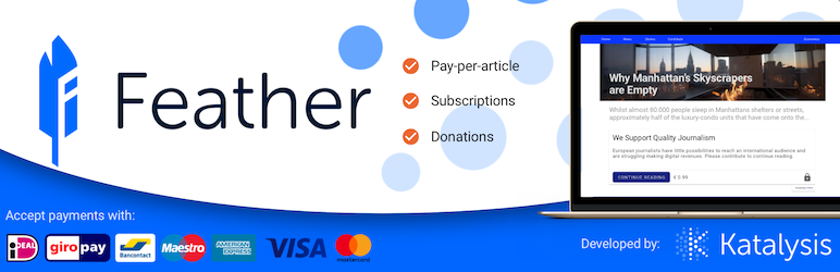 Feather, Pay-per-Article, Subscriptions And Donations In One WordPress Plugin Preview - Rating, Reviews, Demo & Download