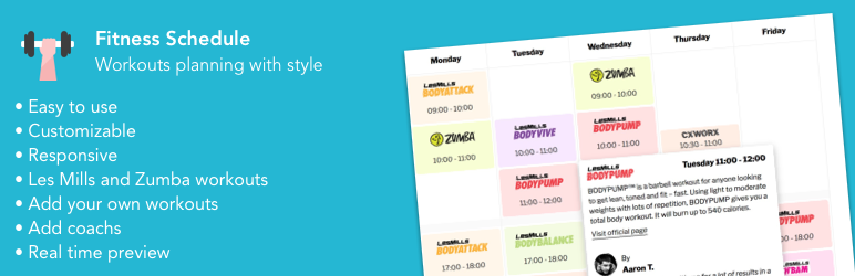 Fitness Schedule Preview Wordpress Plugin - Rating, Reviews, Demo & Download