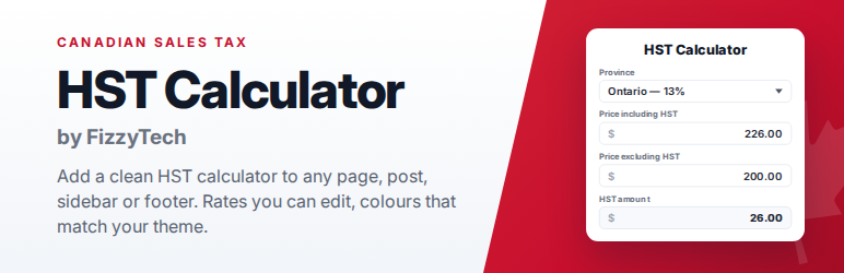 FizzyTech HST Calculator Preview Wordpress Plugin - Rating, Reviews, Demo & Download