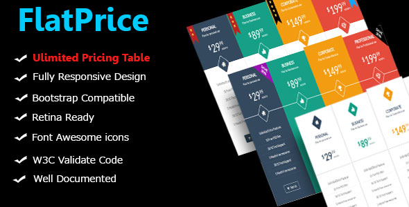 FlatPrice – Wordpress Pricing Tables Preview - Rating, Reviews, Demo & Download
