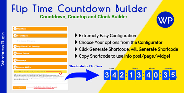 Flip Time Countdown Builder – Responsive Countdown Countup And Clock Builder Plugin for Wordpress Preview - Rating, Reviews, Demo & Download