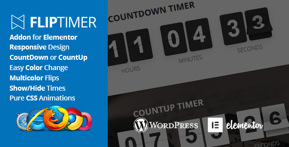 FlipTimer – Addon For Elementor Preview Wordpress Plugin - Rating, Reviews, Demo & Download