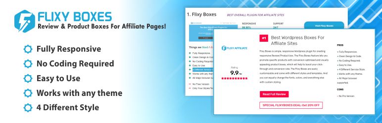 Flixy – Review & Product Boxes For Affiliate Pages Preview Wordpress Plugin - Rating, Reviews, Demo & Download