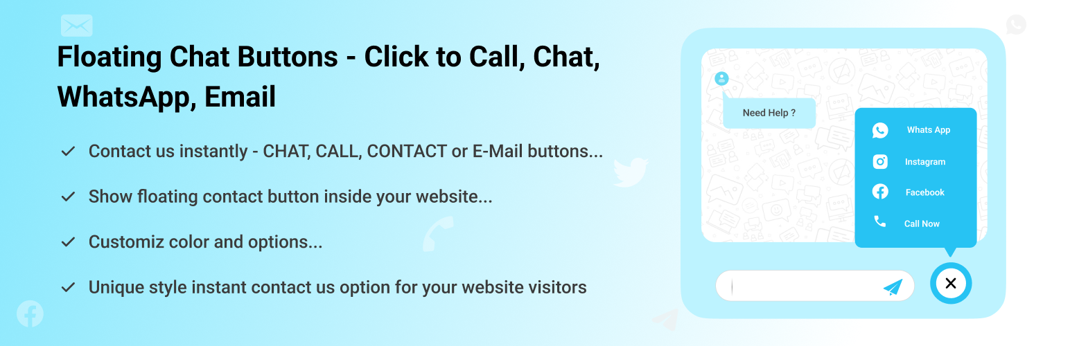 Floating Chat Buttons – Click To Call Or Chat, Email Preview Wordpress Plugin - Rating, Reviews, Demo & Download