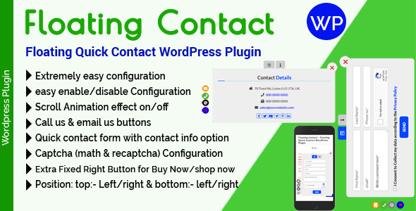 Floating Contact – Floating Quick Contact WordPress Plugin Preview - Rating, Reviews, Demo & Download