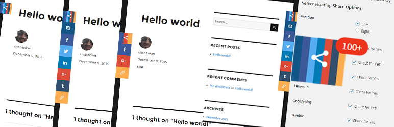 Floating Social Share Bar (Lizard) Preview Wordpress Plugin - Rating, Reviews, Demo & Download