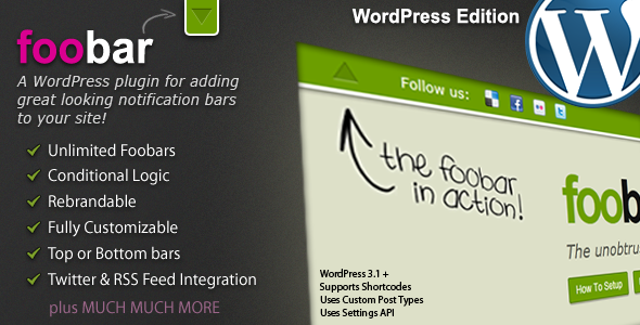 Foobar – WordPress Notification Bars Preview - Rating, Reviews, Demo & Download