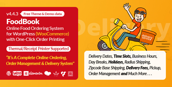FoodBook | Online Food Ordering & Delivery System Plugin for Wordpress With One-Click Order Printing Preview - Rating, Reviews, Demo & Download