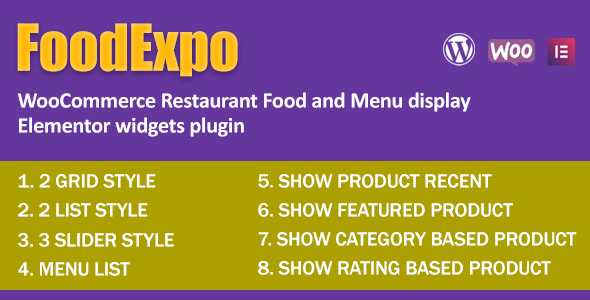 FoodExpo – WooCommerce Restaurant Food Menu Display Elementor Widgets Plugin Preview - Rating, Reviews, Demo & Download