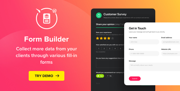 Form Builder – WordPress Form Builder Preview - Rating, Reviews, Demo & Download