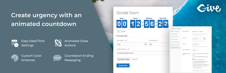Form Countdown For GiveWP Preview Wordpress Plugin - Rating, Reviews, Demo & Download