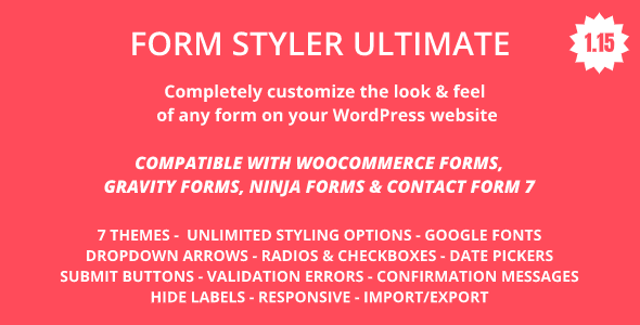 Form Styler Ultimate | Gravity Forms, Ninja Forms, CF7 (Contact Form 7), WooCommerce Preview Wordpress Plugin - Rating, Reviews, Demo & Download
