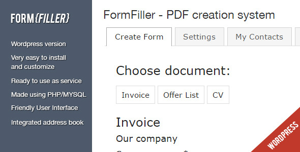 FormFiller – Wordpress Documents Creation System Preview - Rating, Reviews, Demo & Download