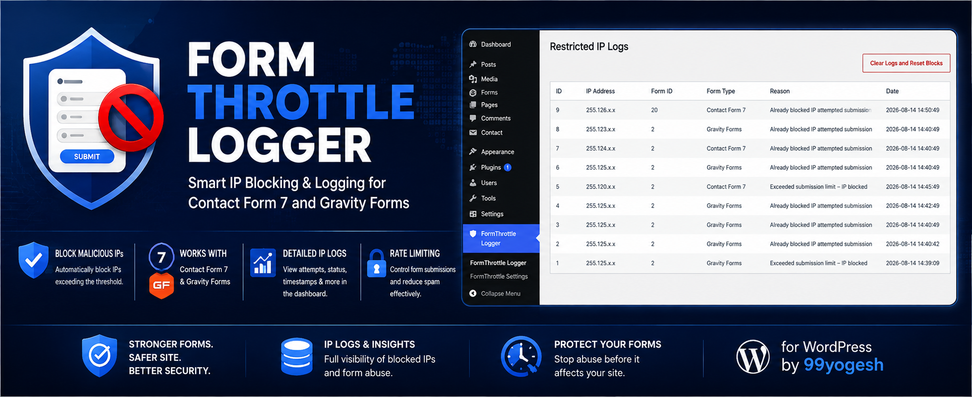 FormThrottle Logger Preview Wordpress Plugin - Rating, Reviews, Demo & Download